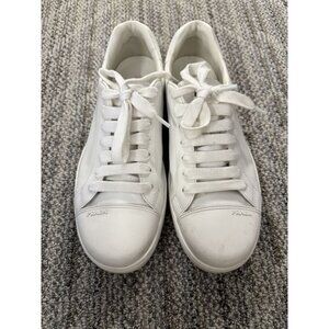 Prada White Leather Low-Top Sneakers With Laces